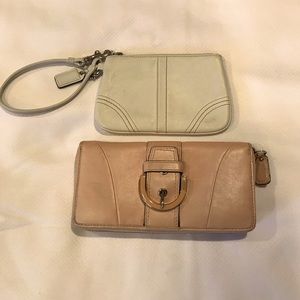 Bundle Coach Shell Pink Wallet and Wristlet Cream Leather